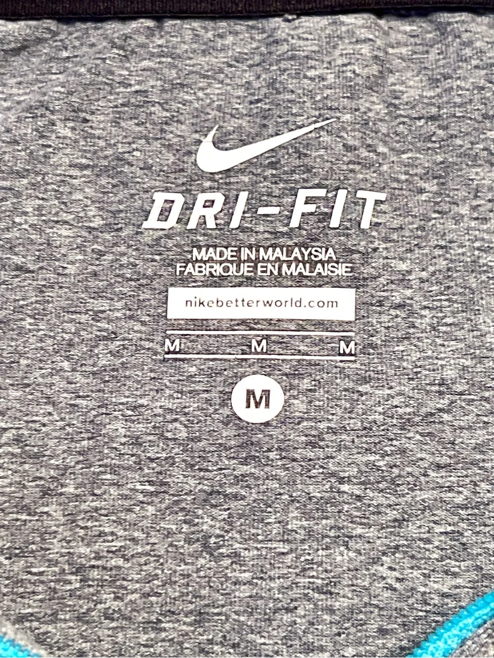 Nike Dry Fit Dark Gray Quarter-Zip Fit Body Bootcamp Pullover with Teal Zipper-M